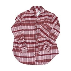 aerie Rose and Burgundy Plaid Button-Down Shirt